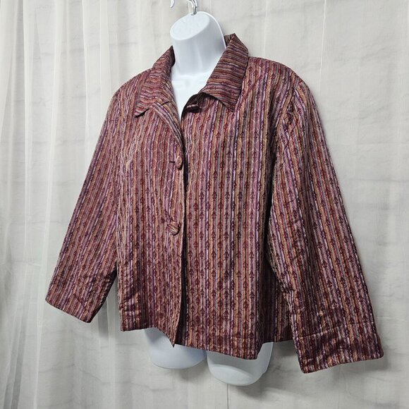 Coldwater Creek Purple Striped Boho Jacket Retro PXL - Picture 6 of 12